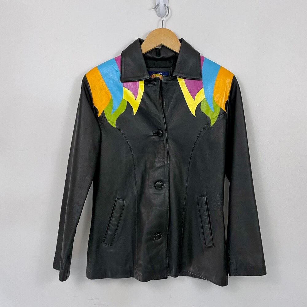 Custom Painted Vintage Leather Jacket